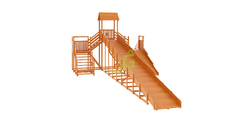Зимняя деревянная горка «IgraGrad Snow Fox 12 м» с двумя скатами (две лестницы)