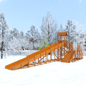 Зимняя деревянная горка «IgraGrad Snow Fox 12 м» с двумя скатами