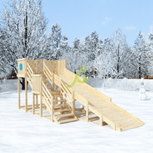 Детская деревянная зимняя горка «IgraGrad Snow Fox», скат 5,9 м без окраски